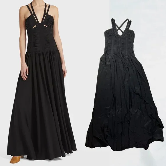 aje black denim dress Maya Denim Midi Dress-BLACK / 4 main image 0